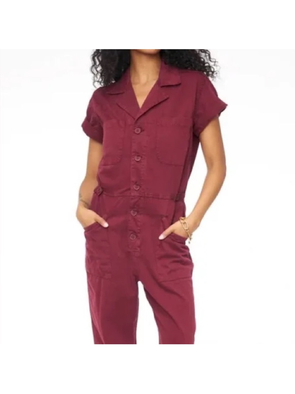 Pistola short sleeve jumpsuit maroon